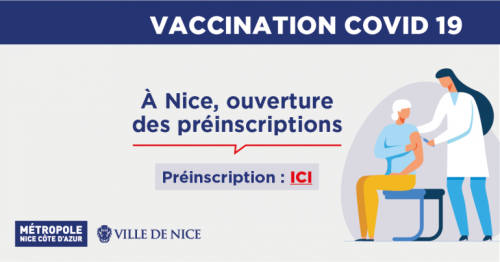 Vaccination Covid 19 Nice - Préinscriptions - bandeau